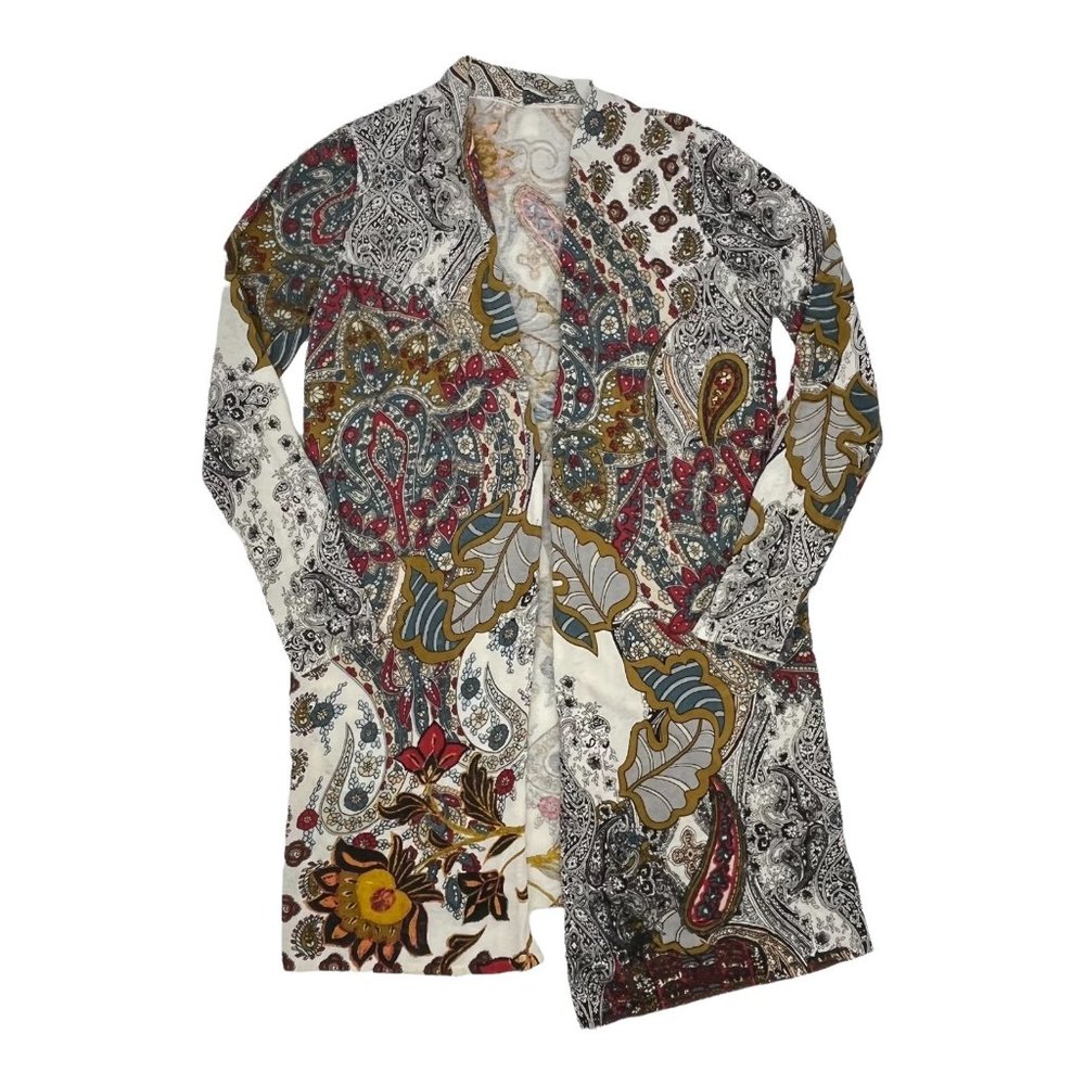 Chico's Boho Open Front Shawl Cardigan Size S